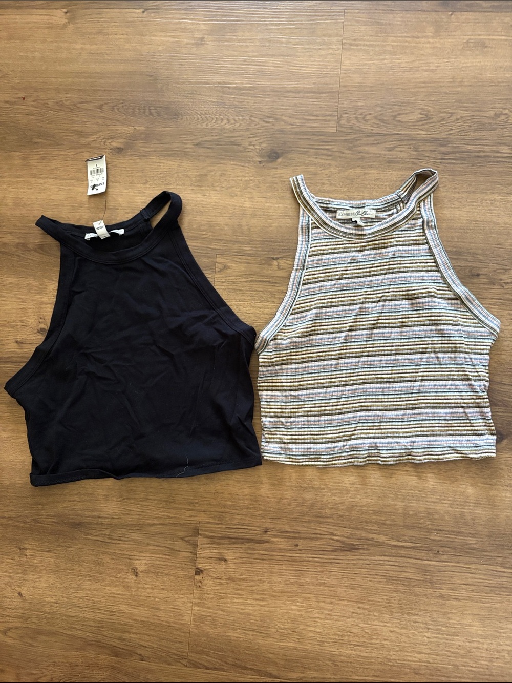 Express Black High Neck Cropped Tank Top